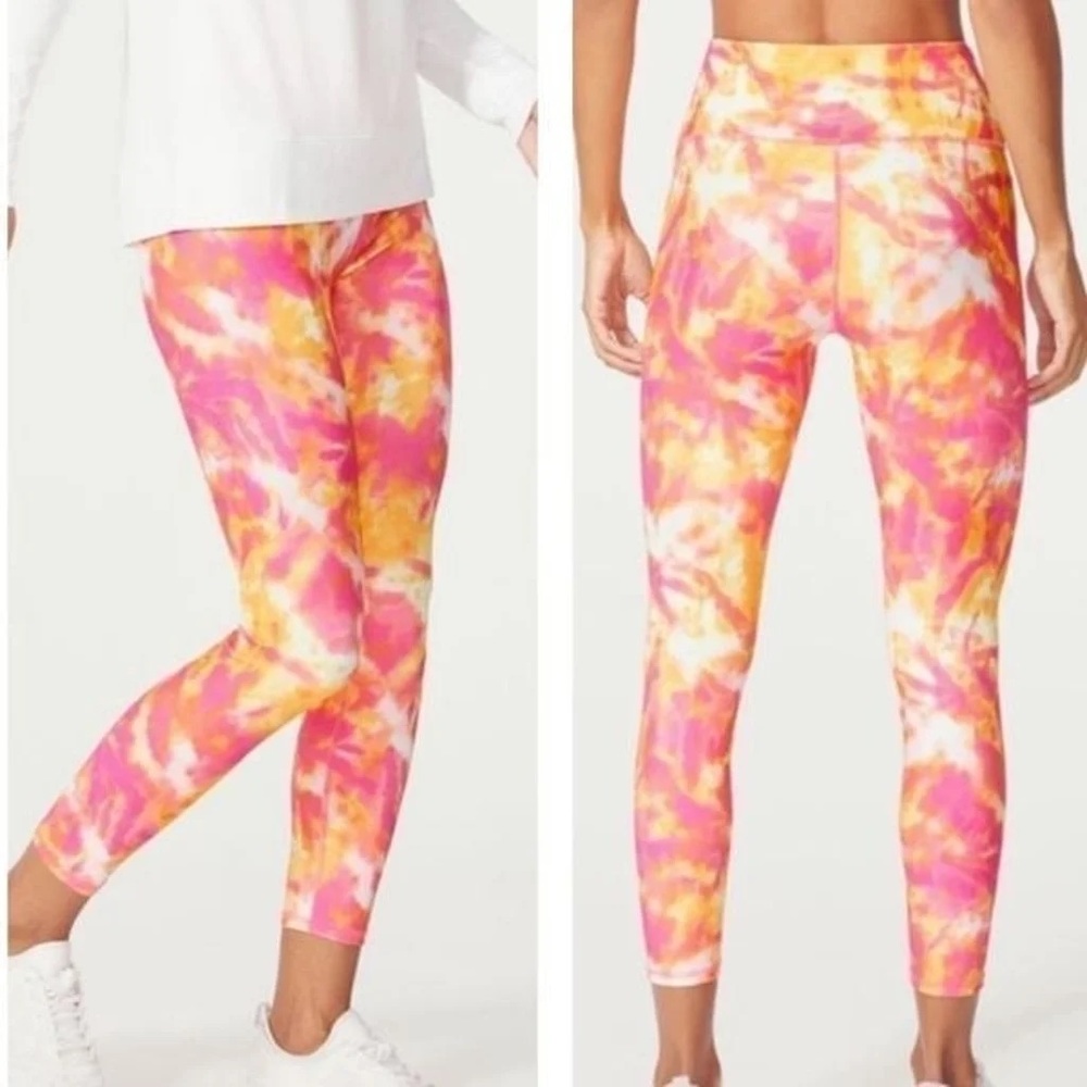 NEW! WILDFOX Fuchsia & Marigold Tie Dye Island Sunrise Leggings